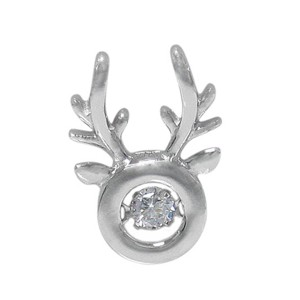 Dancing Pulsing CZ Necklace - Shiny Deer Head with Antlers